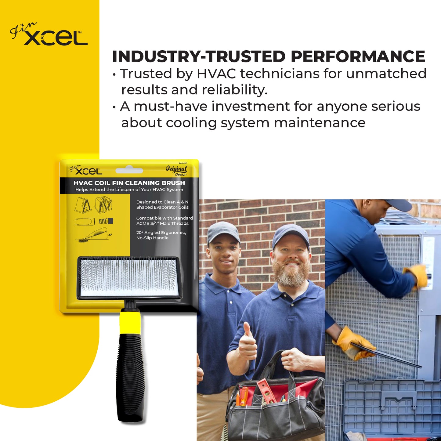FinXCEL HVAC Coil Cleaning Brush – Deep Clean Evaporator & Condenser Coils | DIY AC Maintenance Tool