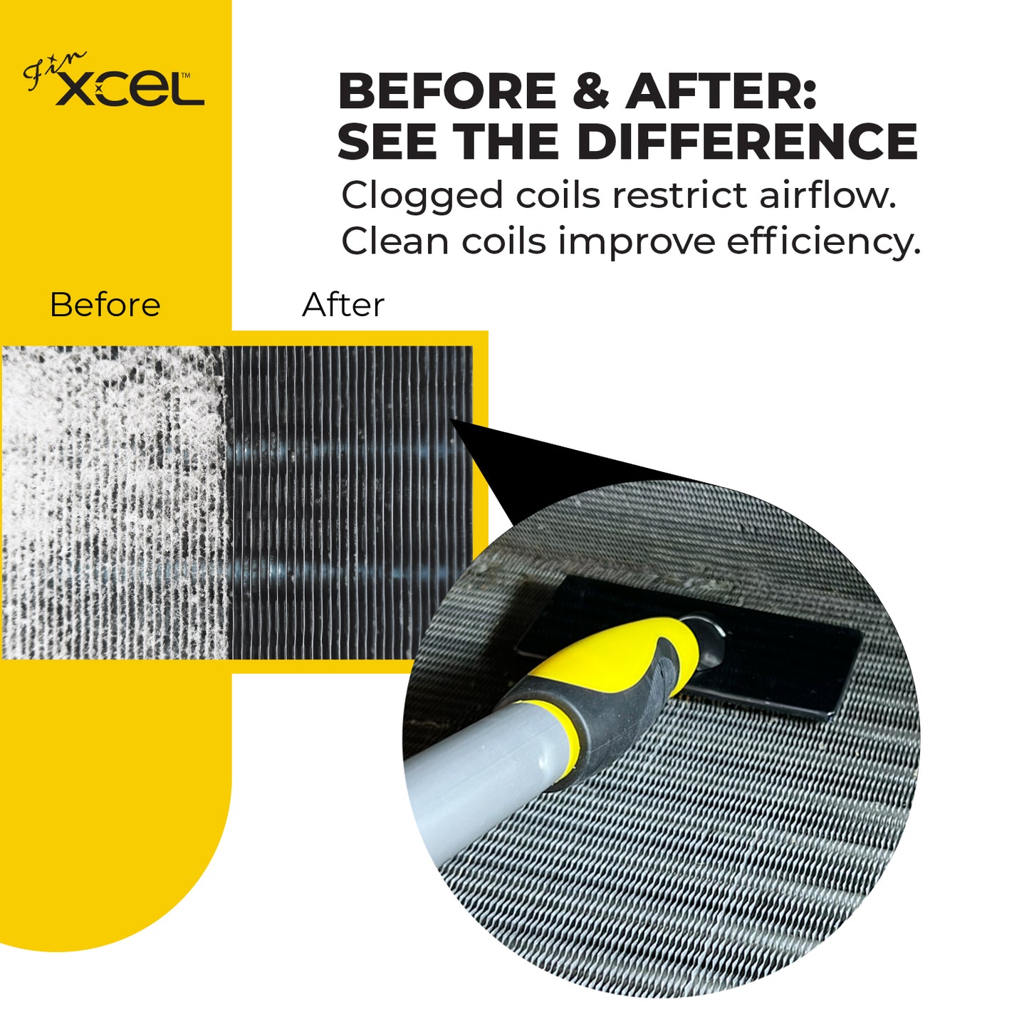 FinXCEL HVAC Coil Cleaning Brush – Deep Clean Evaporator & Condenser Coils | DIY AC Maintenance Tool