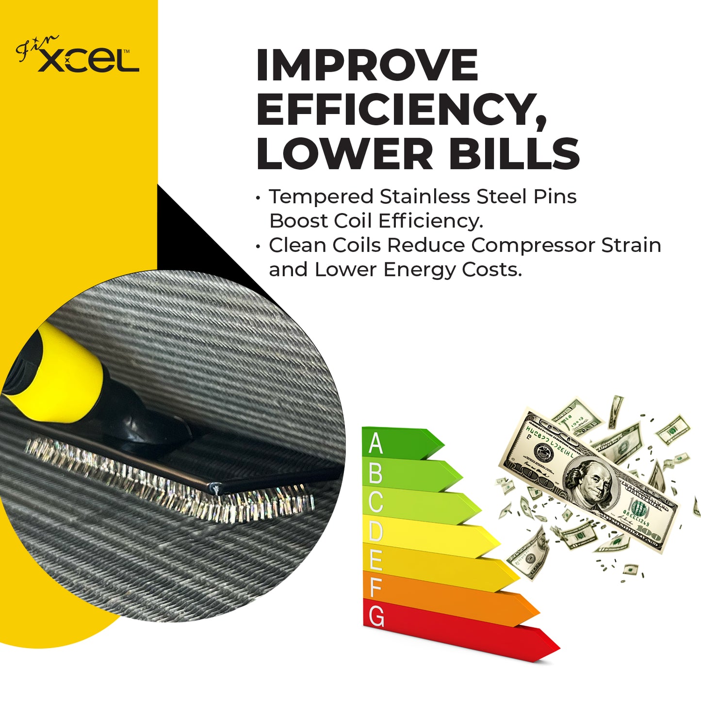 FinXCEL HVAC Coil Cleaning Brush – Deep Clean Evaporator & Condenser Coils | DIY AC Maintenance Tool