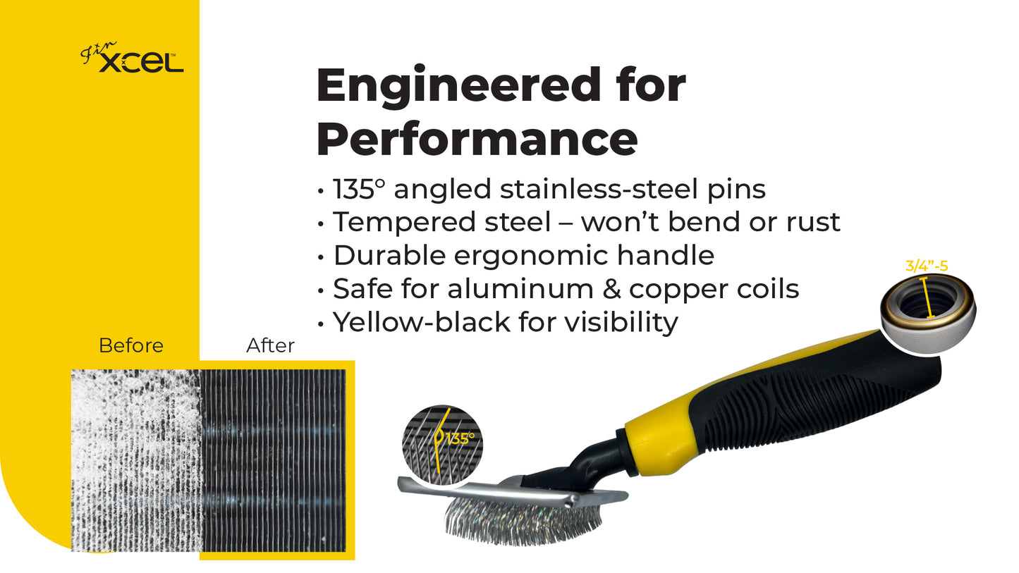 FinXCEL HVAC Coil Cleaning Brush – Deep Clean Evaporator & Condenser Coils | DIY AC Maintenance Tool