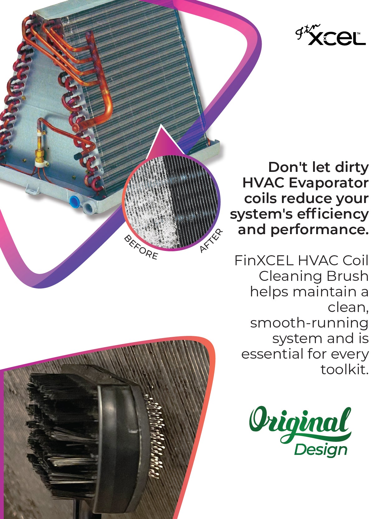 FinXCEL Dual-Sided Coil Cleaning Brush – Round Head Design for Tight Coils