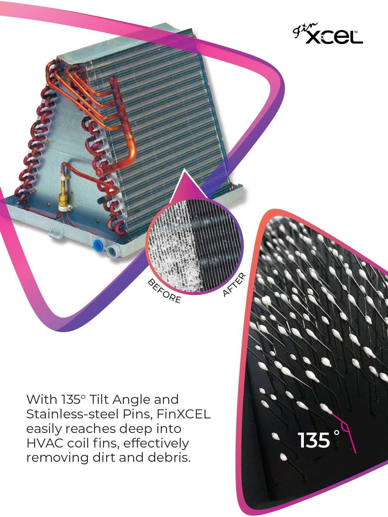 FinXCEL Dual-Sided Coil Cleaning Brush – Round Head Design for Tight Coils
