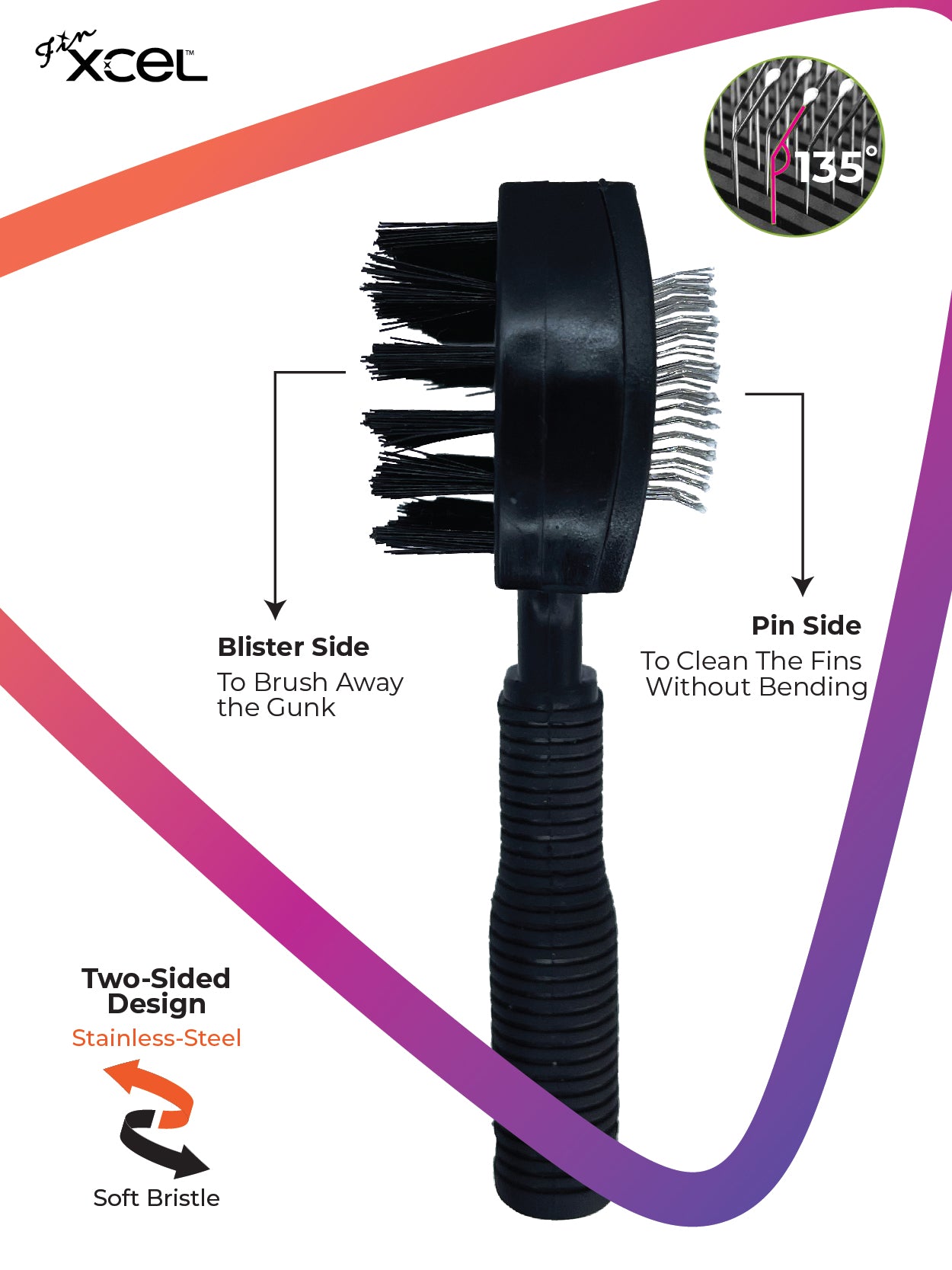 FinXCEL Dual-Sided Coil Cleaning Brush – Round Head Design for Tight Coils