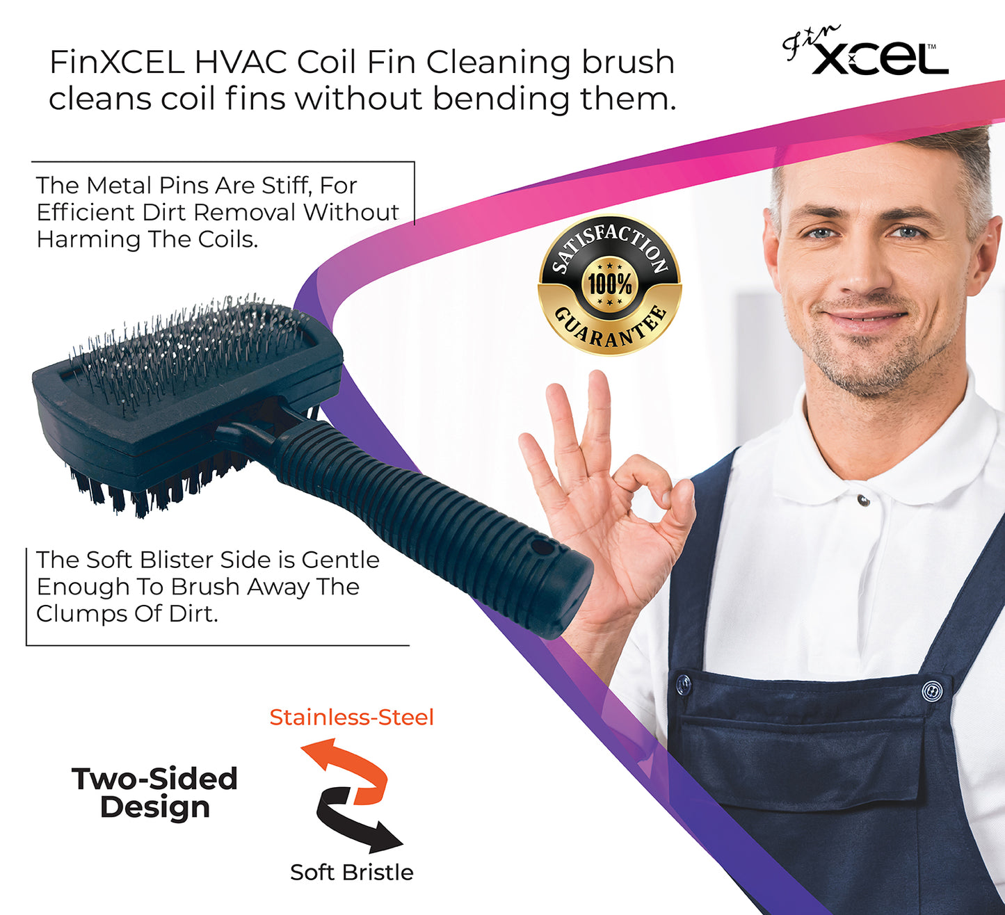 FinXCEL Dual-Sided Coil Cleaning Brush – Round Head Design for Tight Coils